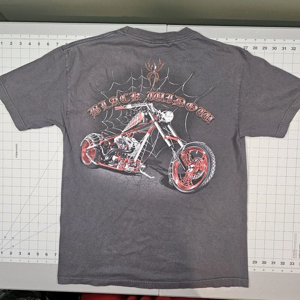 Vintage American Choppers Tshirt Black Window Y2K Streetwear Biker West Faded